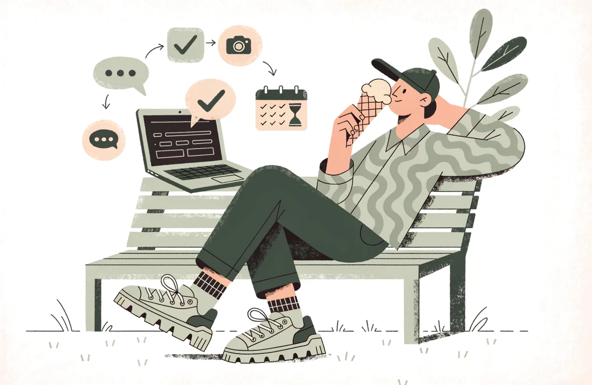 Illustration: Zeit für ein Eis, während das Marketing von allein läuft