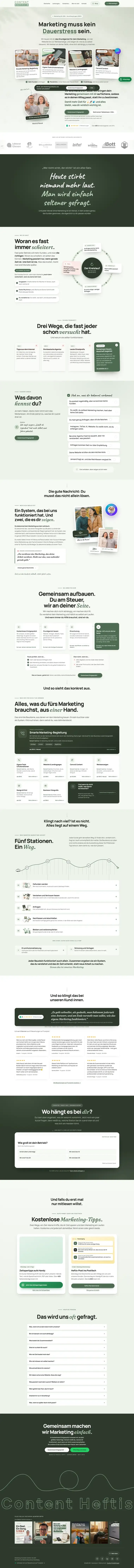 Die Seite content.hefti.at am Computer, von oben bis unten