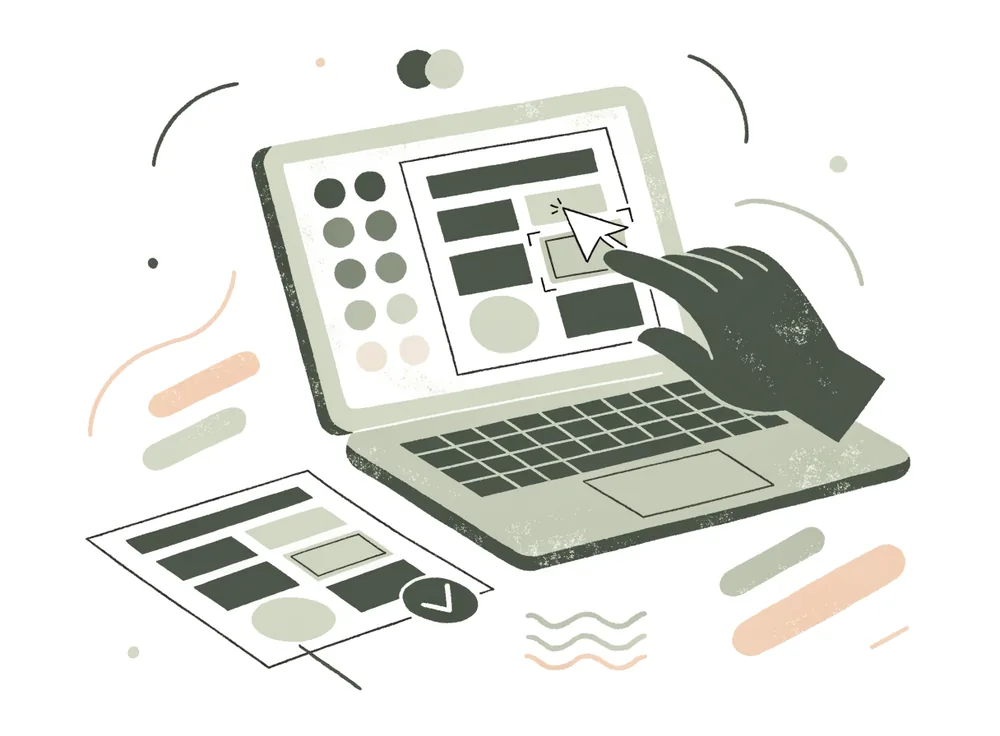 Illustration: Flyer in Canva bearbeiten, gedruckte Datei daneben