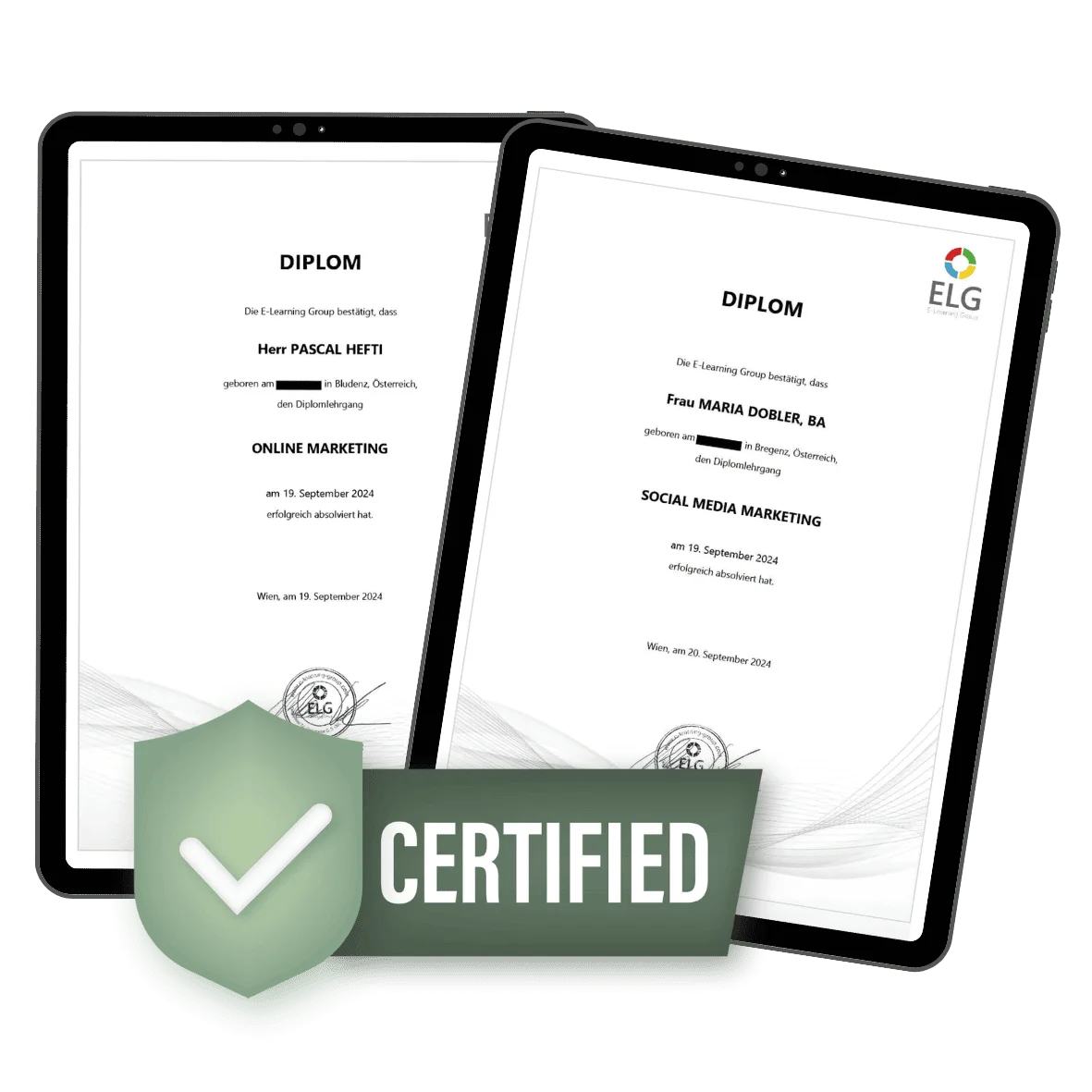 Diplome Online Marketing und Social Media Marketing von Pascal und Maria Hefti