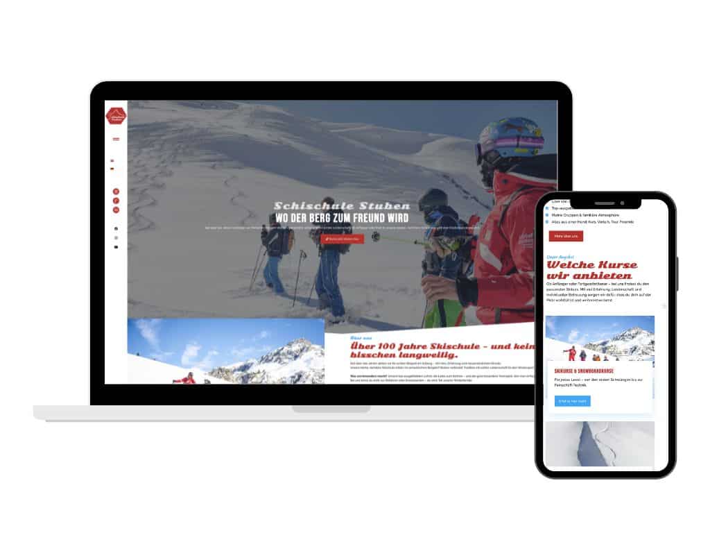 Website Schischule Stuben