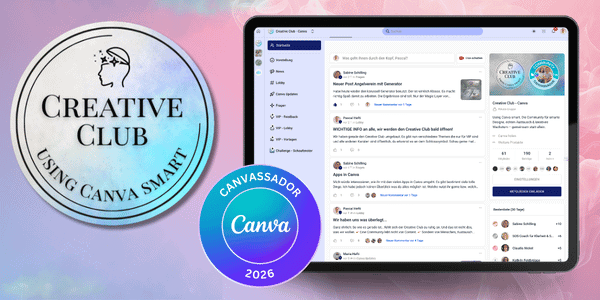 Kreativclub-Logo mit Canva Smart, Community- und Hackflix-Icons.